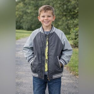 Faux leather varsity jacket